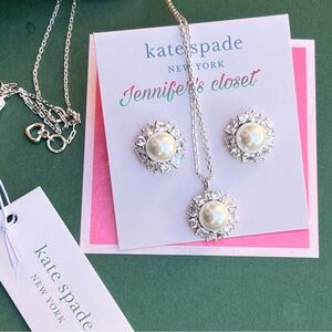 NWT ♠️ Kate Spade Stone Pearl Cluster Earrings & Pendant Necklace Set